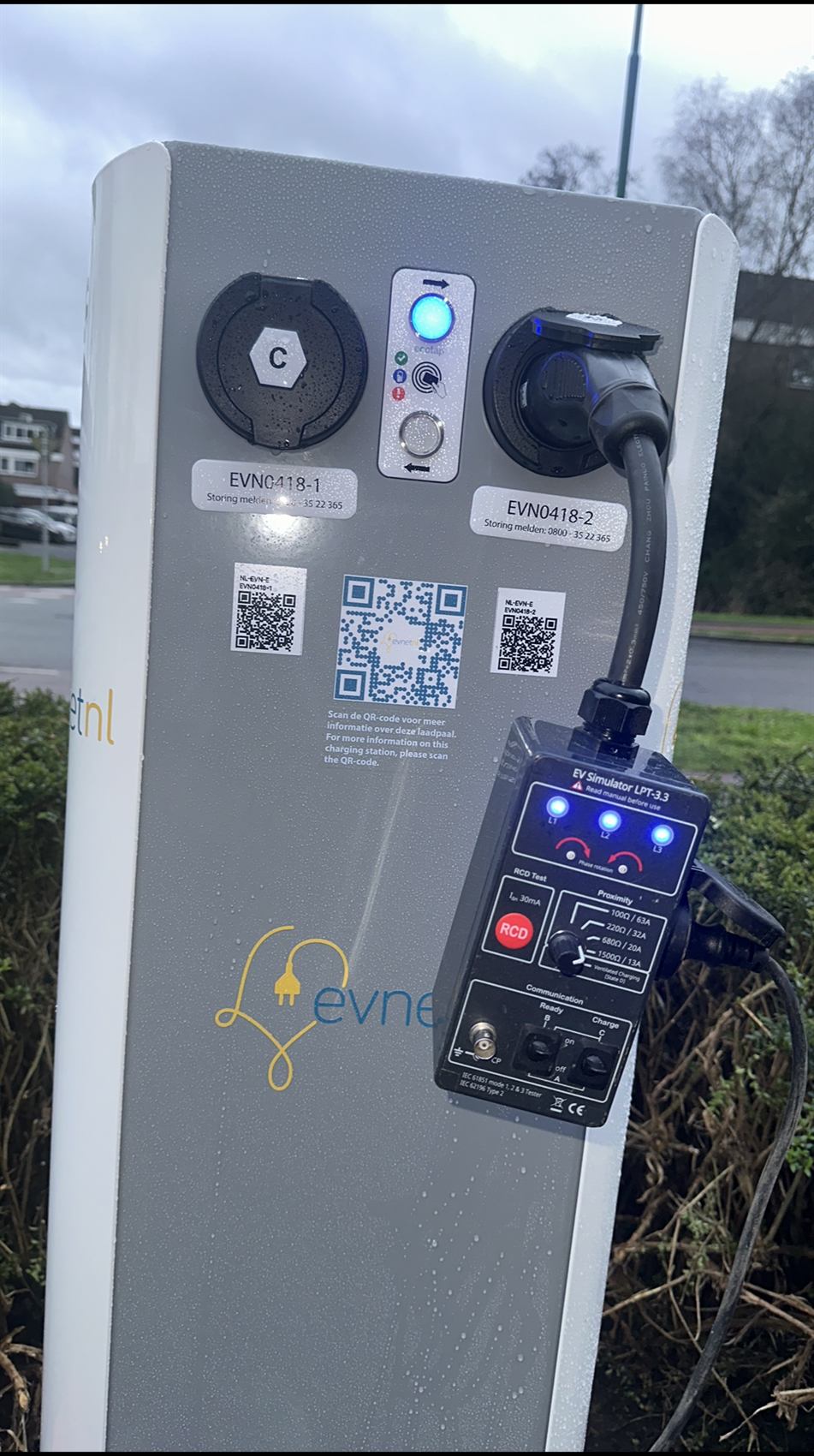 EV charger inspection with tester